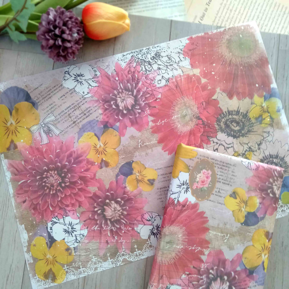 花柄デザインペーパー セット 福袋【季節限定】トレーシングペーパー 2026 ハッピーバック　クラフト紙　ラッピング 14枚目の画像