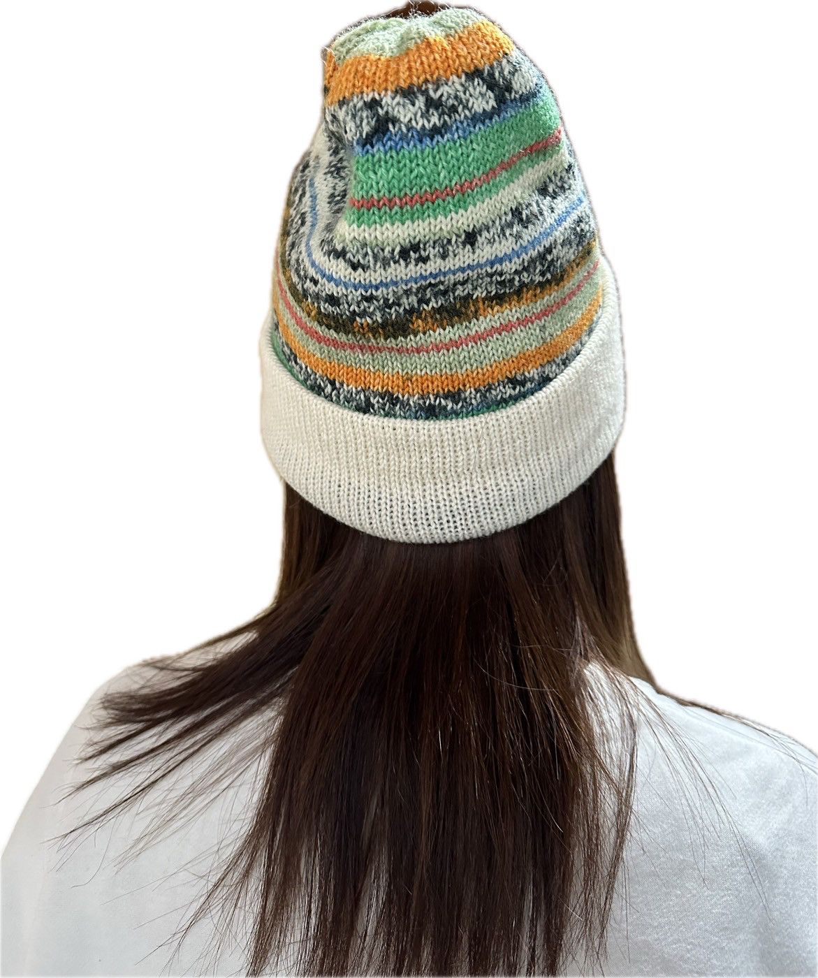 輸入糸Opal糸使用　段染めリバーシブルニット帽