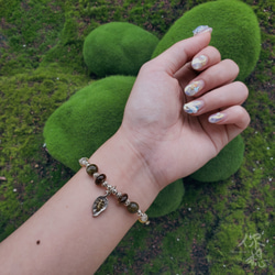 ⠷夏日．蟬⠾ 925純銀茶晶綠雲母串珠手環 第3張的照片