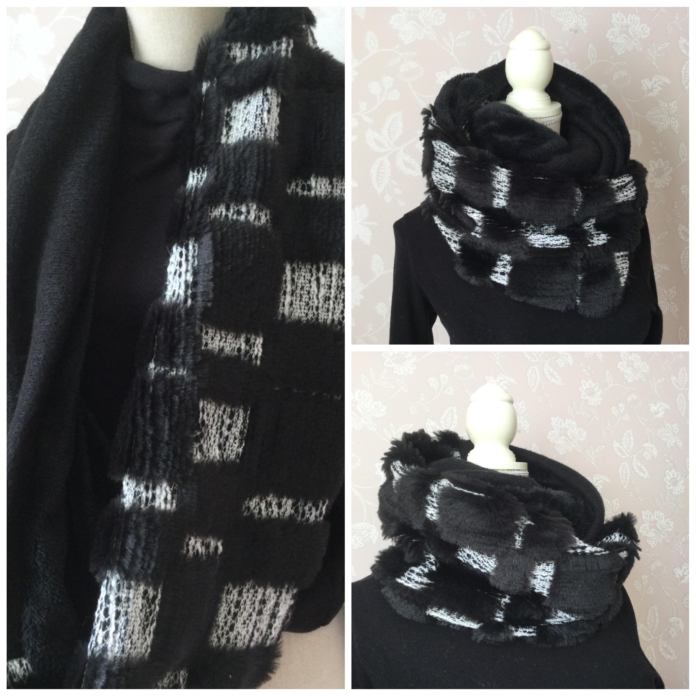 格子柄ファーとタムニットのスヌード