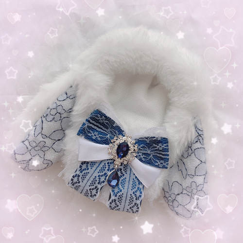 rabiぬい服 White×Navy rabbit ᕱ⑅ᕱ♥ ぬい服♡ ぬいぐるみ Fu - taro