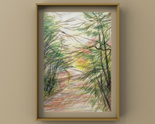 Winter Walking Path Landscape Painting 冬の散歩道 風景画 水彩