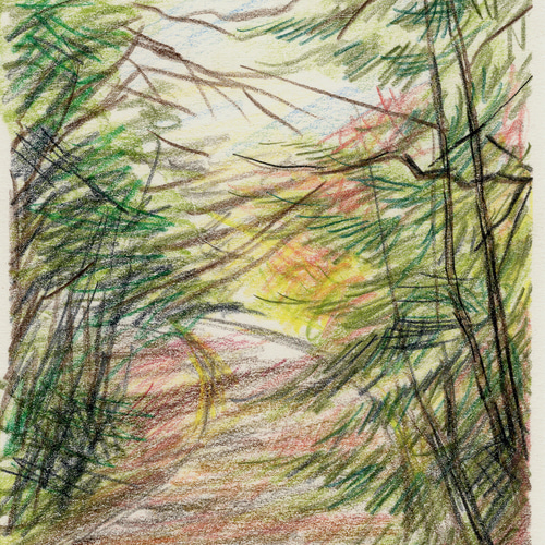 Winter Walking Path Landscape Painting 冬の散歩道 風景画 水彩