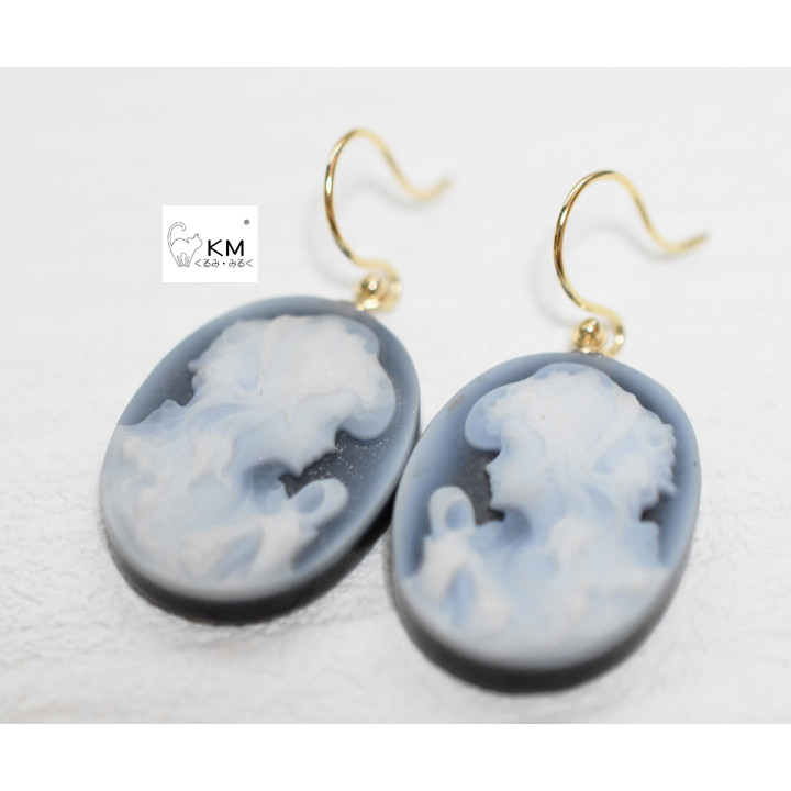 ✤ストーンカメオ18K✤『ピアスの少女』✤2ways