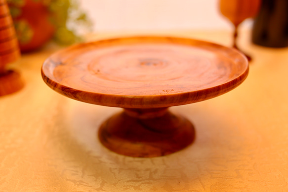 【おうちパーティーに】アンティークケーキスタンド15.5cm　コンポート皿　木製　 4枚目の画像
