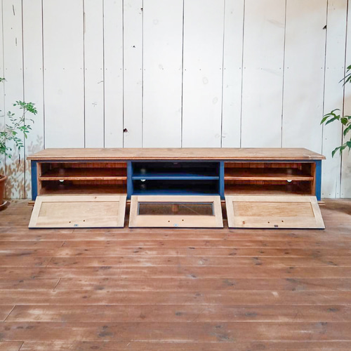 おしゃれ かわいい フランスアンティークテレビボード（ブルー） 英国