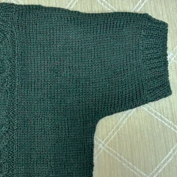 【新作】手編み　ニット　柄　半袖　濃緑　 4枚目の画像