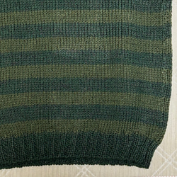 【新作】手編み　ニット　柄　半袖　濃緑　 5枚目の画像