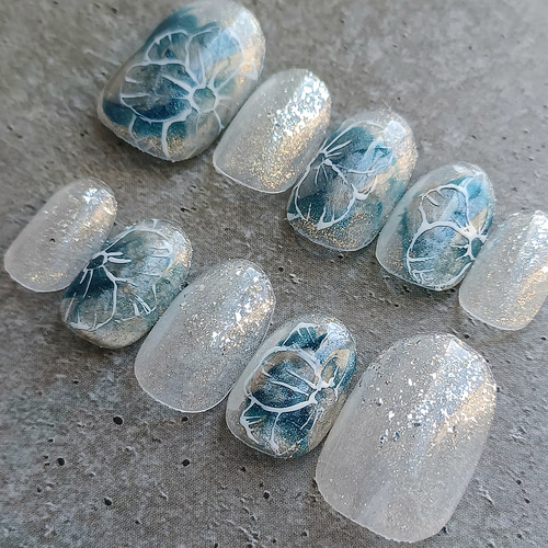 受注製作】 ニュアンスフラワー ネイルチップ No.102 ネイルチップ  