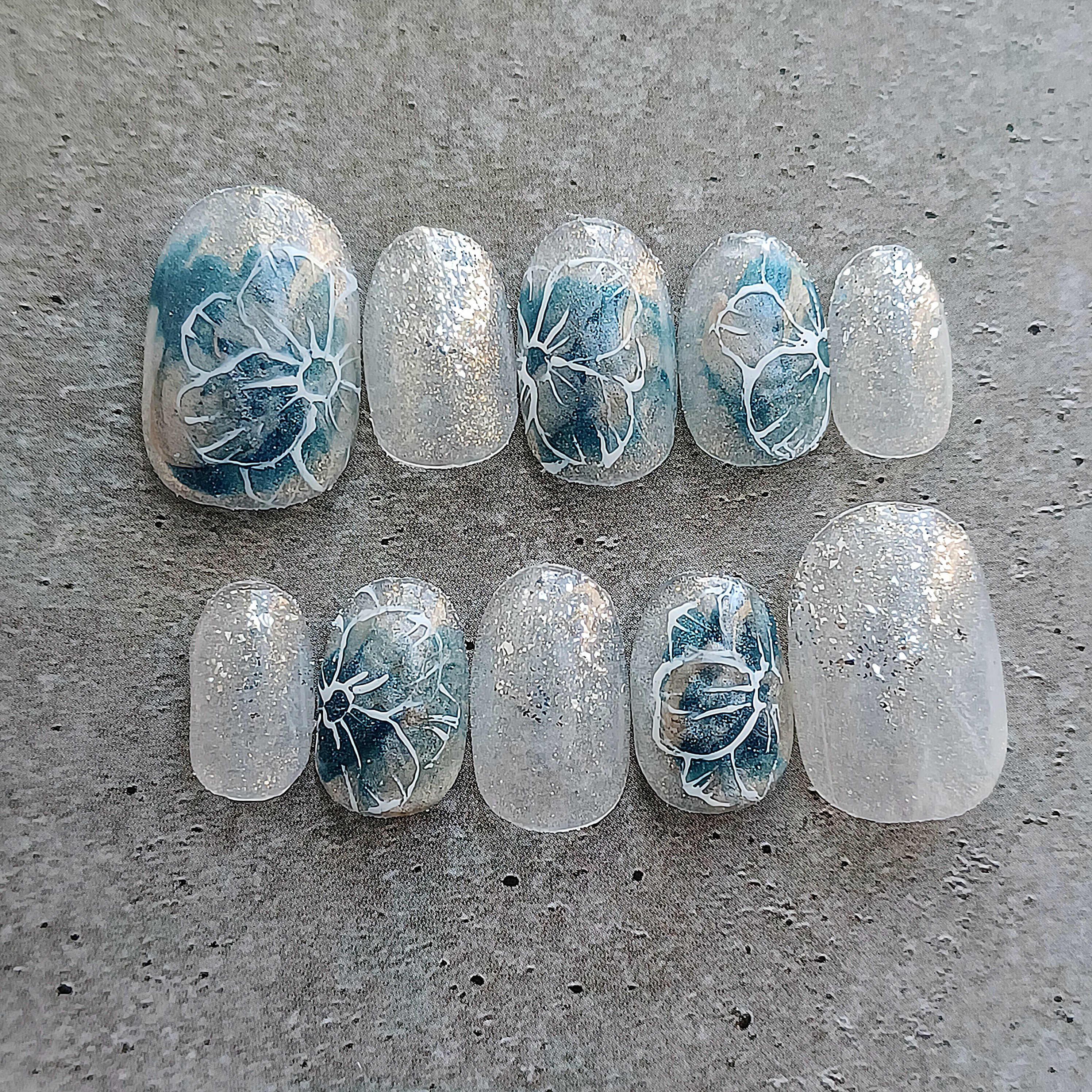 受注製作】 ニュアンスフラワー ネイルチップ No.102 ネイルチップ  