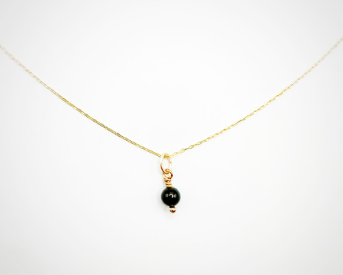 天然石 モリオン(黒水晶) 一粒ネックレストップ 4mm 14kgf ペンダント