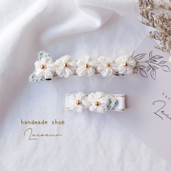お揃いꕤ親子リンクコーデ お花のバレッタ&ベビーヘアクリップ