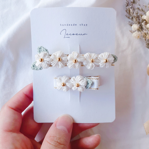 お揃いꕤ親子リンクコーデ お花のバレッタ&ベビーヘアクリップ