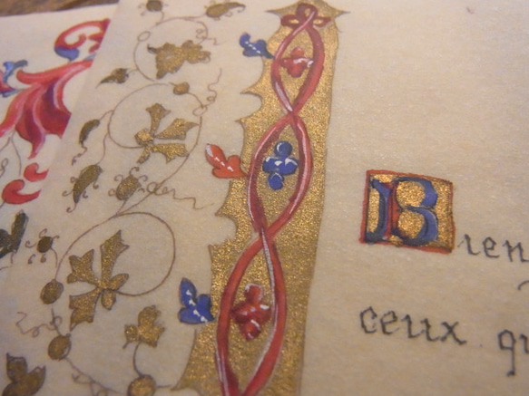 フランス アンティーク 手彩色 ホーリーカード 蔦模様 3枚 5枚目の画像