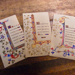 フランス アンティーク 手彩色 ホーリーカード 蔦模様 3枚 1枚目の画像