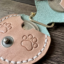 "Cat Paw Coin Case Key Holder"猫の肉球コインケースキーホルダー【ミントグリーン】 4枚目の画像