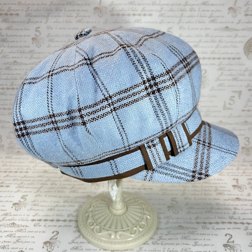 美品　メゾンミッシェル　ツイードキャスケット　ハンチング帽　M　チェック　水色 美品 メゾンミッシェル ツイードキャスケット ハンチング帽 M チェック
