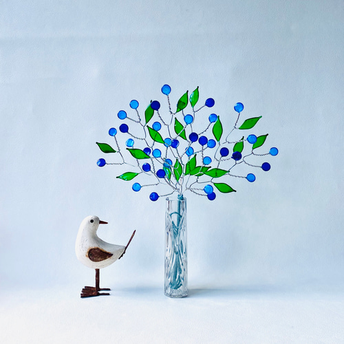 サマーブルーのワイヤーフラワー ワイヤークラフト 北欧 レジン