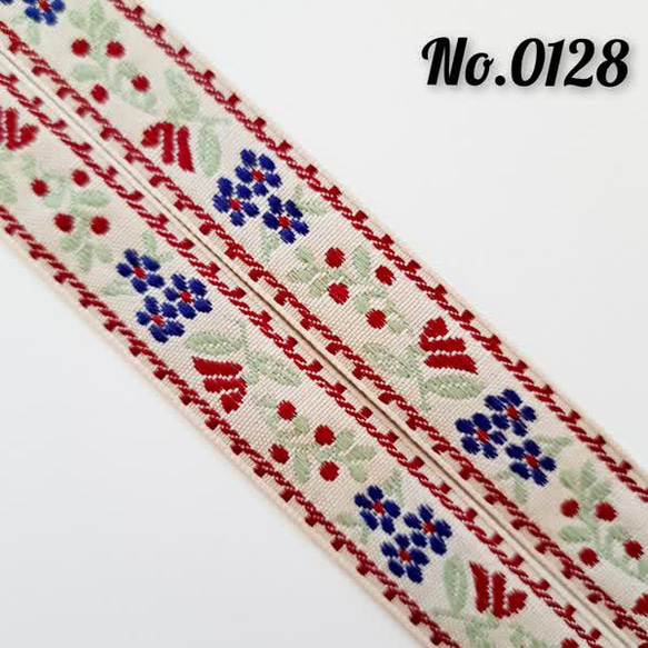 0128　チロリアンテープ　刺繍リボン　花柄　レトロ　ボタニカル 1枚目の画像