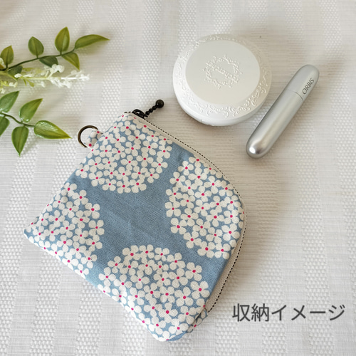✤3点セットお買い得✤ 北欧あじさい柄 フラットポーチ&L字ポーチと