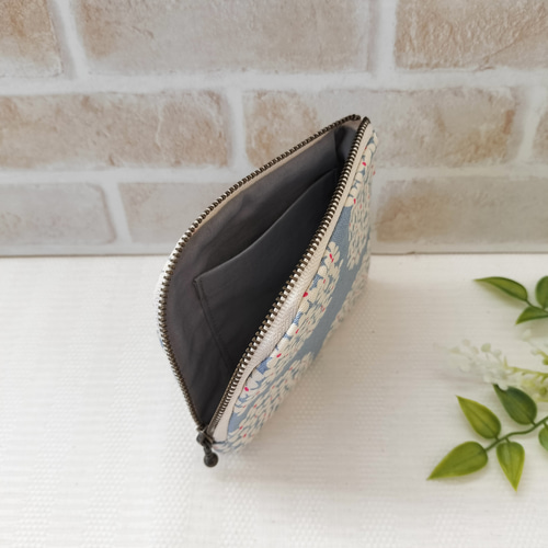 ✤3点セットお買い得✤ 北欧あじさい柄 フラットポーチ&L字ポーチと