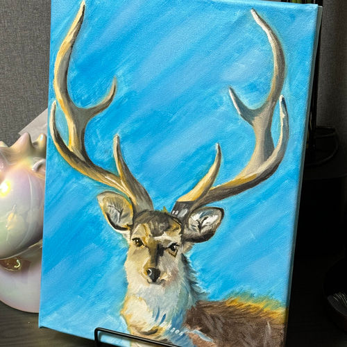 牡鹿」 手描き 油絵 風景画 原画 絵画 詩落 通販 17074240｜Creema