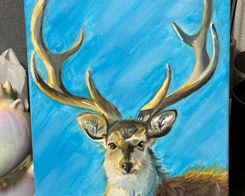 「故郷の羊」　手描き　油絵　風景画　原画　油彩画 牡鹿」 手描き 油絵 風景画 原画 絵画 詩落 通販 17074240