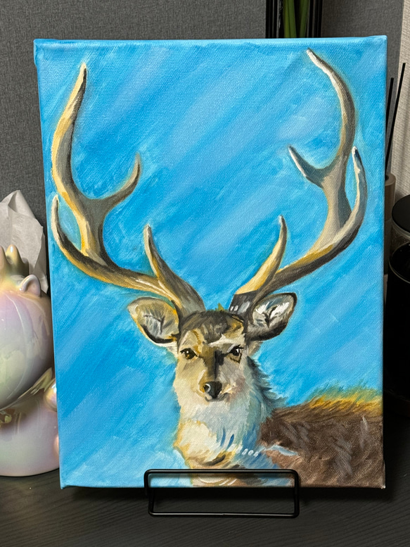 牡鹿」 手描き 油絵 風景画 原画 絵画 詩落 通販 17074240