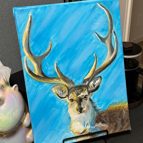 牡鹿」 手描き 油絵 風景画 原画 絵画 詩落 通販 17074240｜Creema