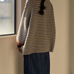 (新作)秋色.手編みセーターニット  ストライプニットコート カーディガン ゆったり 6枚目の画像