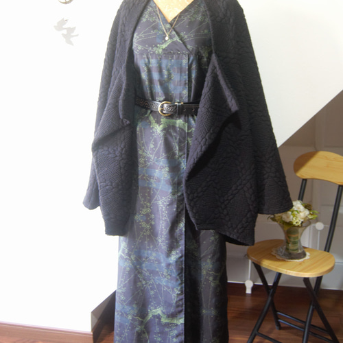 大島紬 エ霞と梅柄のワンピース 着物リメイク ワンピース 吉祥堂 通販