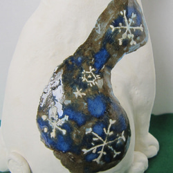 雪猫　雪の結晶模様　1点物　陶器　縁起物　猫　置物  招き猫　c24 5枚目の画像