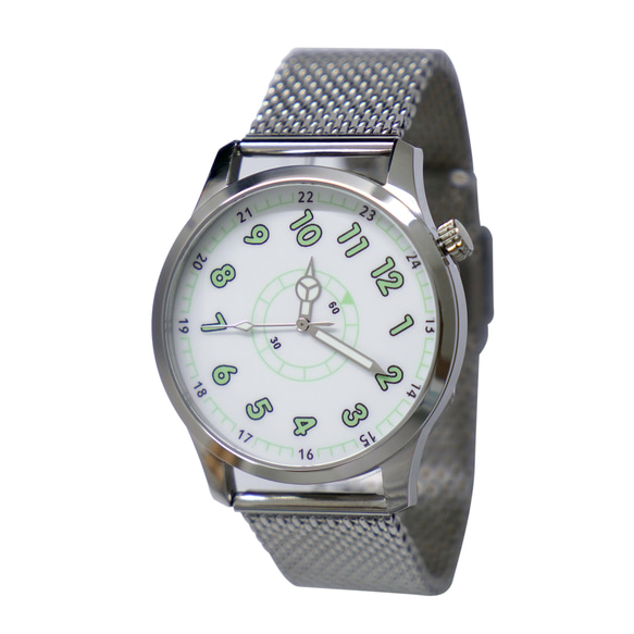 小心不要看錯時間手錶 綠色數字米蘭帶 個性化手錶 全球免運 第2張的照片