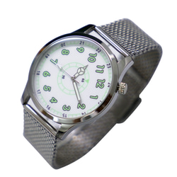 小心不要看錯時間手錶 綠色數字米蘭帶 個性化手錶 全球免運 第3張的照片