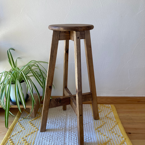 丸太スツール　ハンドメイド　一点物　小物置き 未来工房】オーダー 檜 ミニスツールスタンド 丸太スツール 椅子