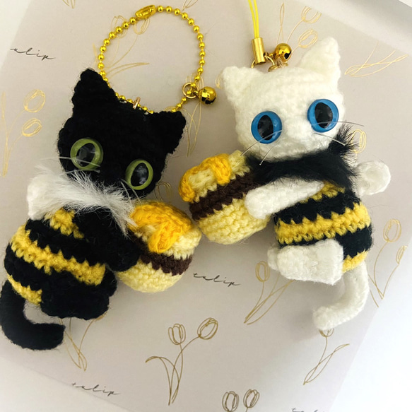 蜂ぶんぶん♪黒猫ちゃんあみぐるみ＊受注製作品 7枚目の画像