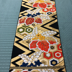 ✴テーブルランナー　タペストリー　正絹　帯生地使用　ピンク　大　ハンドメイド ☆0009帯タペストリー/テーブルランナー（棒付き） その他インテリア