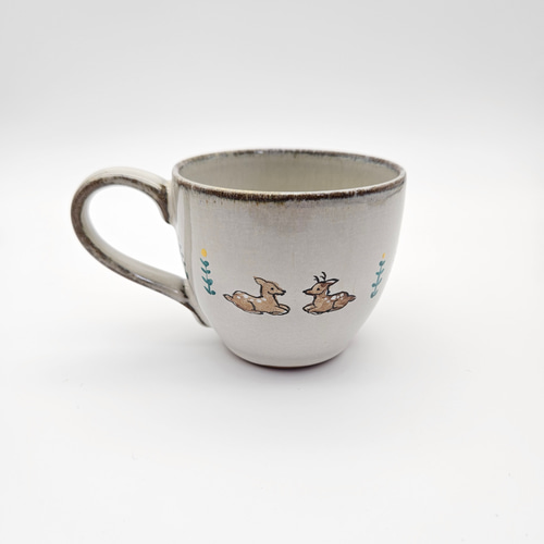 手描きアートの陶器製マグカップ 陶芸イッチン色絵マグカップ マグカップ mube・ceramic・studio
