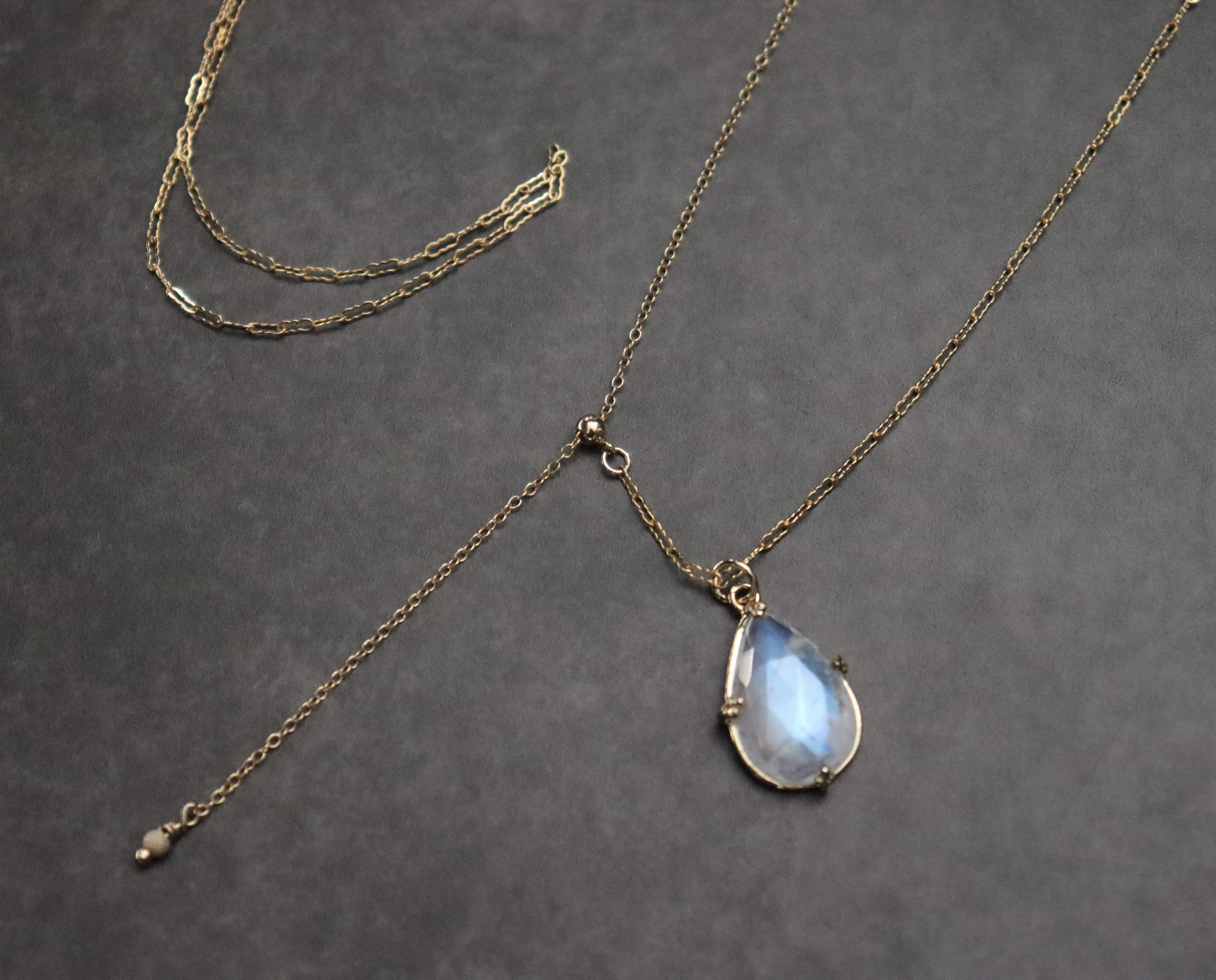 1点もの/2way/ロイヤルブルームーンストーンネックレス《18kgp枠留》/Ⅱ