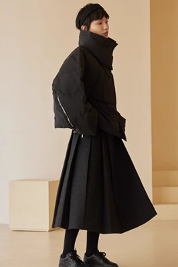 シンプルで着まわしやすい　フレアースカート  ロングスカート　ウール混 9枚目の画像