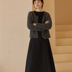 シンプルで着まわしやすい　フレアースカート  ロングスカート　ウール混 15枚目の画像