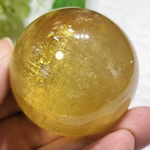 【大玉／約13cm】イエロー　ゴールデン　カルサイト　スフィア　天然石　原石 岡山のパワーストーン、風水・開運グッズのお店 龍祥本舗