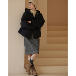 ウール混紡スカート　ジャガード織厚地スカート　ウエストにファスナー付き　グレー　S-XL#457 3枚目の画像