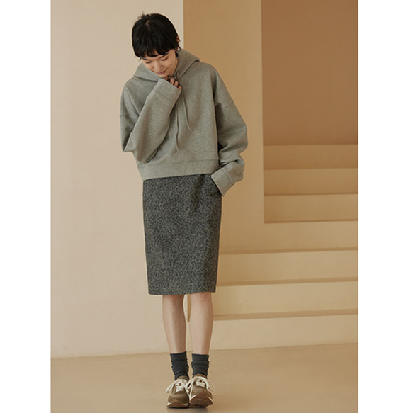 ウール混紡スカート　ジャガード織厚地スカート　ウエストにファスナー付き　グレー　S-XL#457 17枚目の画像