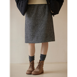 ウール混紡スカート　ジャガード織厚地スカート　ウエストにファスナー付き　グレー　S-XL#457 1枚目の画像