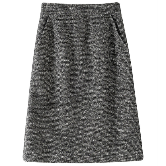 ウール混紡スカート　ジャガード織厚地スカート　ウエストにファスナー付き　グレー　S-XL#457 20枚目の画像