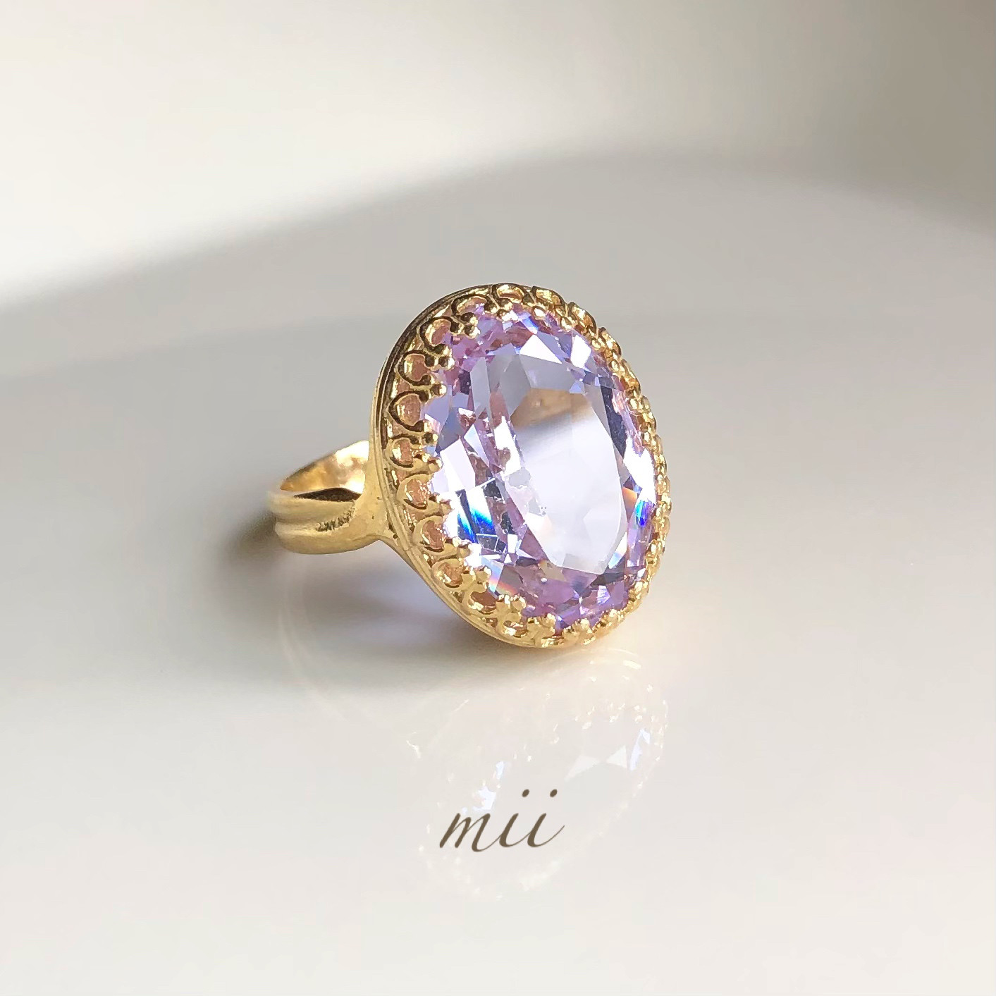 vintage swarovski アレキサンドライト 一粒リング 指輪・リング