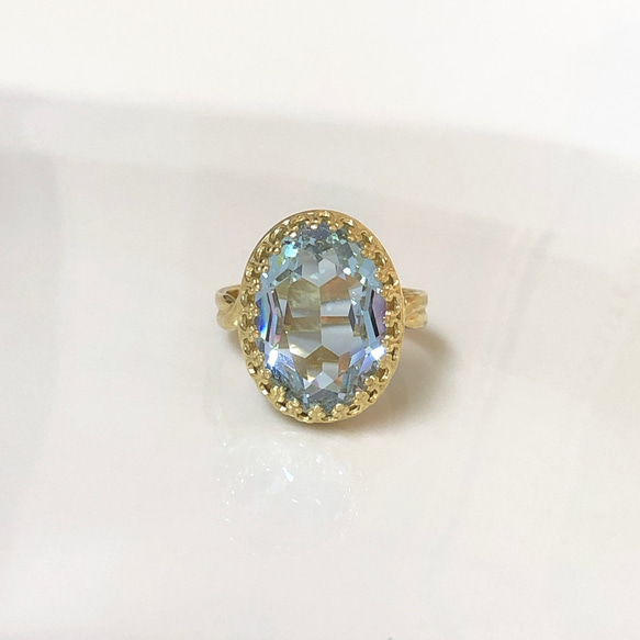 vintage swarovski   アレキサンドライト　一粒リング 5枚目の画像