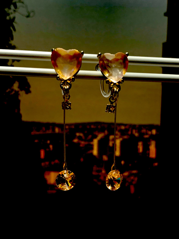 シャンパンカラーのノンホールピアス　キラキラです✨ 7枚目の画像