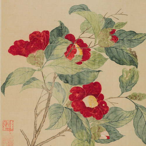 NO.528】椿の花日本画アートポスター☆冬和柄植物浮世絵お正月和